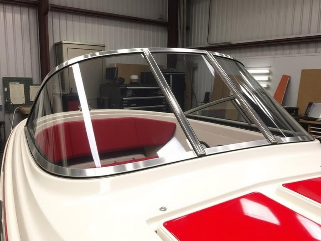 Curved thermoformed acrylic boat windscreen fabricated by EXP Plastics on the Gold Coast